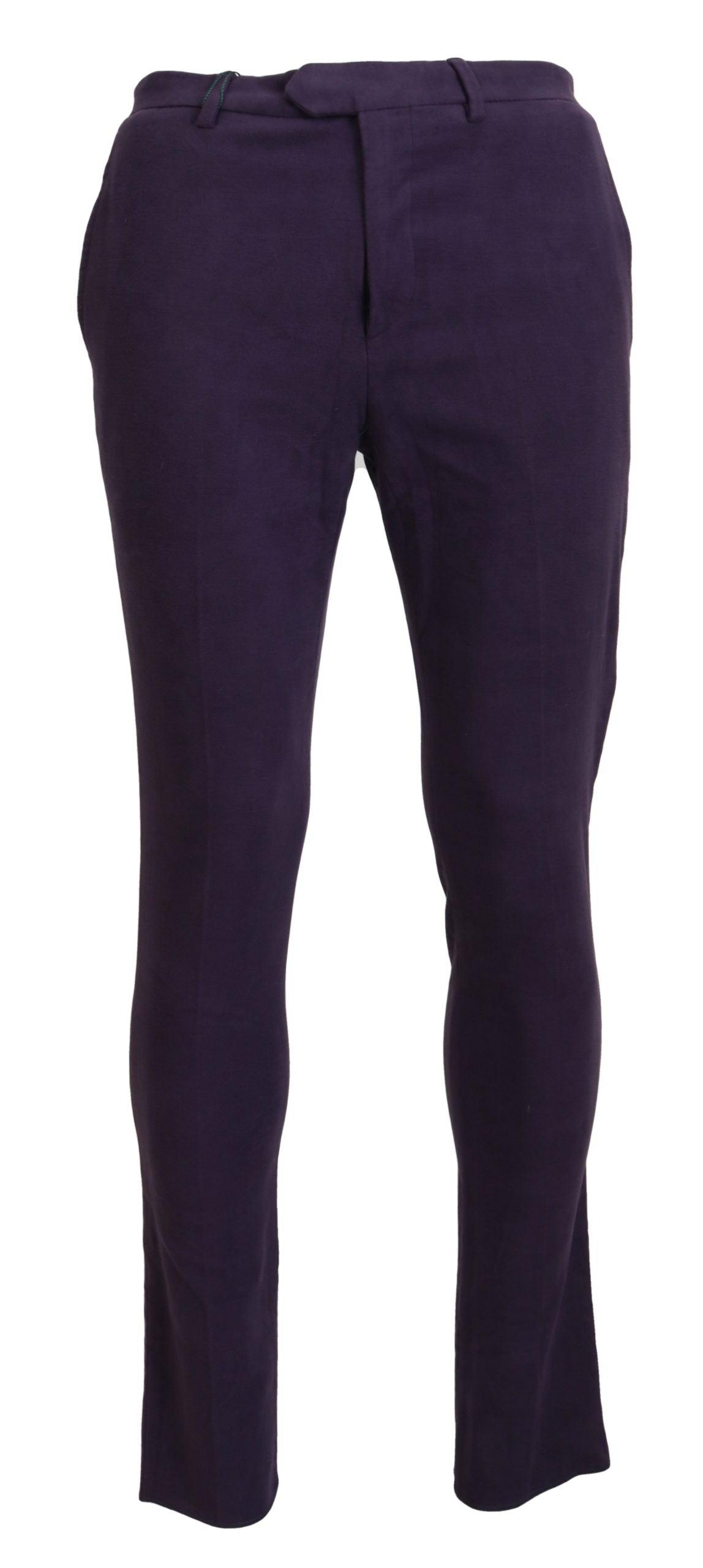 BENCIVENGA Elegant Purple Cotton Trousers - PER.FASHION