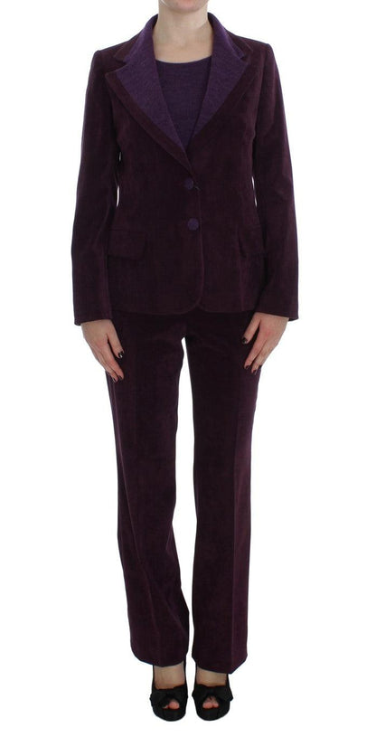 BENCIVENGA Elegant Purple Wool Blend Three Piece Suit Set - PER.FASHION
