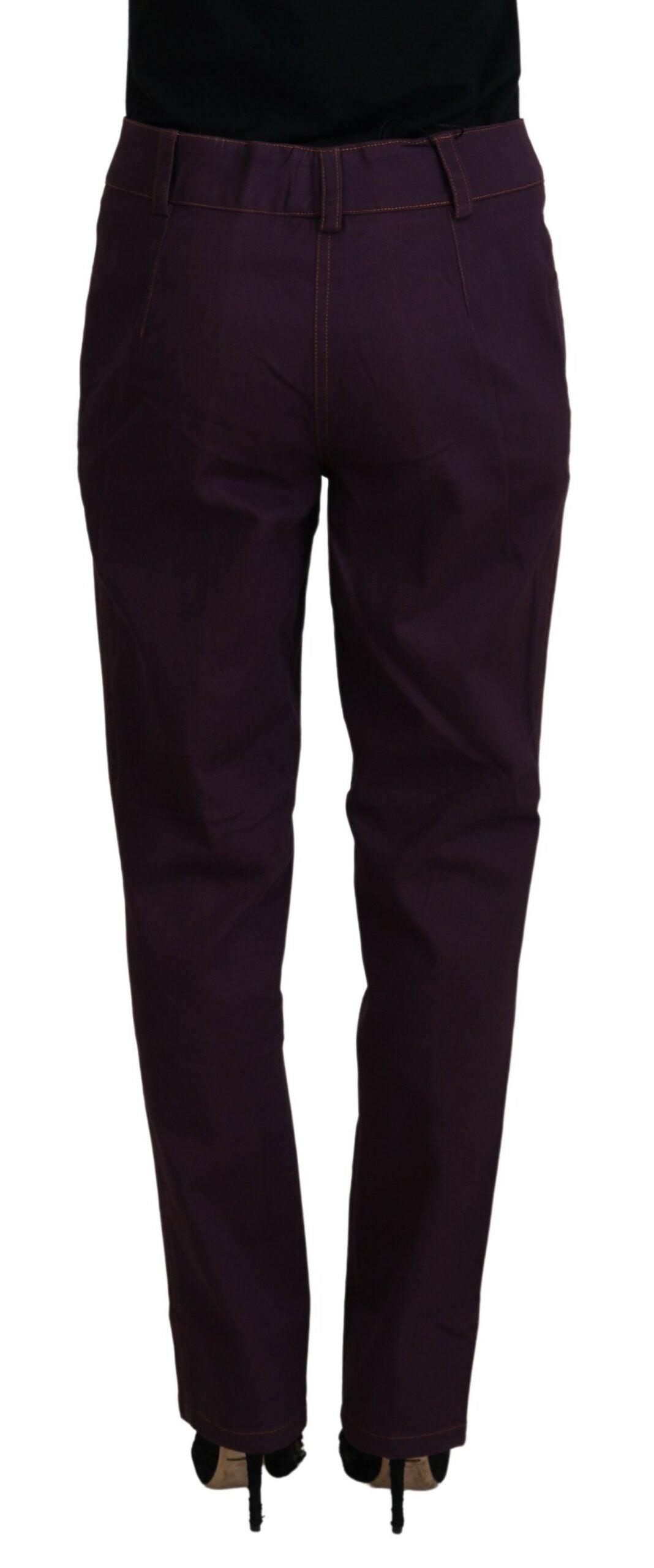 BENCIVENGA Elegant Tapered Purple Cotton Pants - PER.FASHION