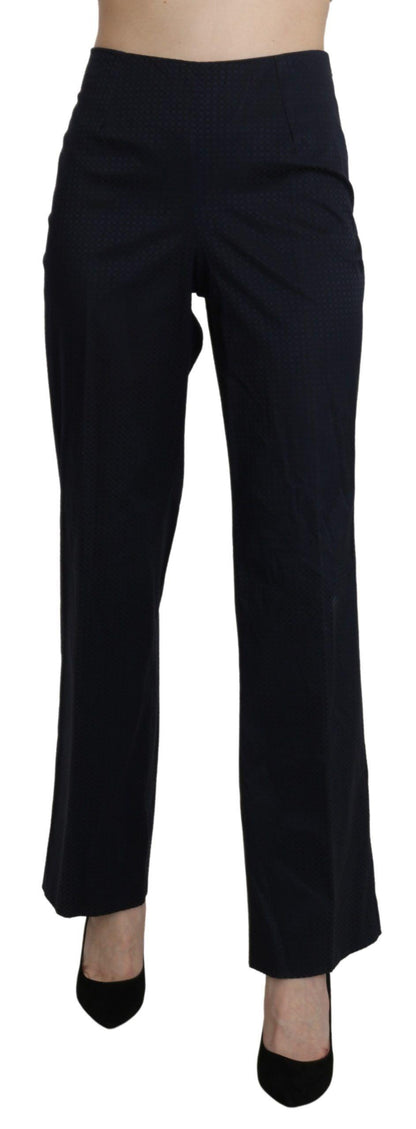 BENCIVENGA Navy Blue High Waist Straight Cotton Pants - PER.FASHION