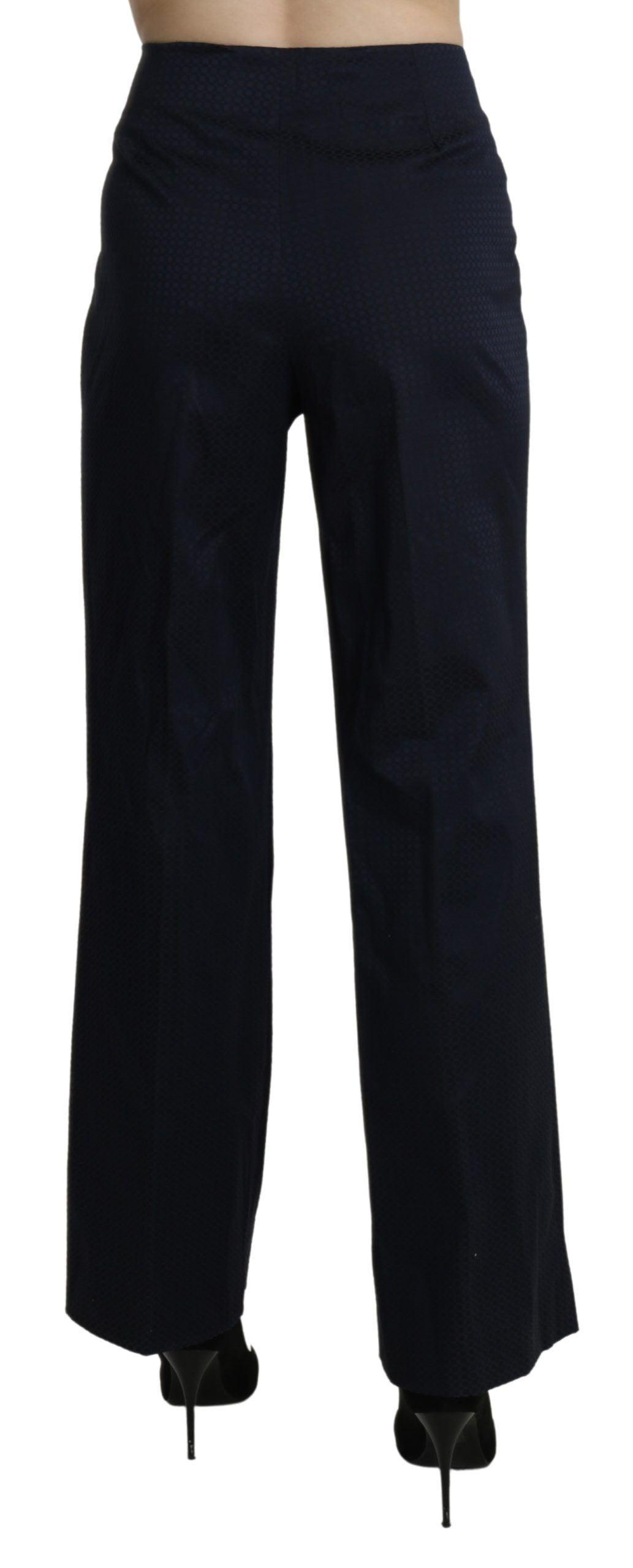 BENCIVENGA Navy Blue High Waist Straight Cotton Pants - PER.FASHION