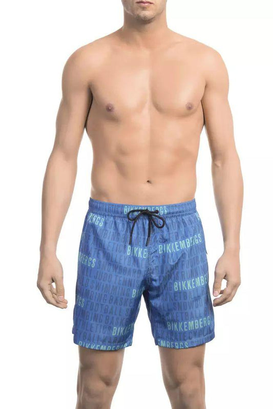Bikkembergs Blue All-Over Print Swim Shorts - PER.FASHION