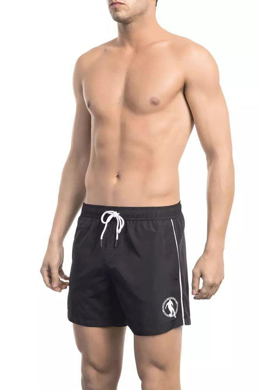 Bikkembergs Chic Black Printed Swim Shorts - PER.FASHION
