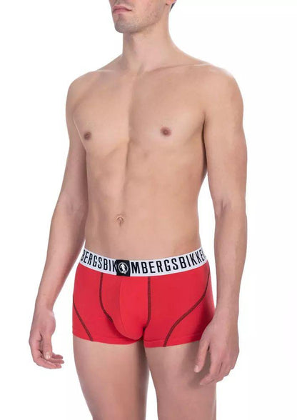 Bikkembergs Chic Red Cotton-Elastane Men's Trunks Duo - PER.FASHION