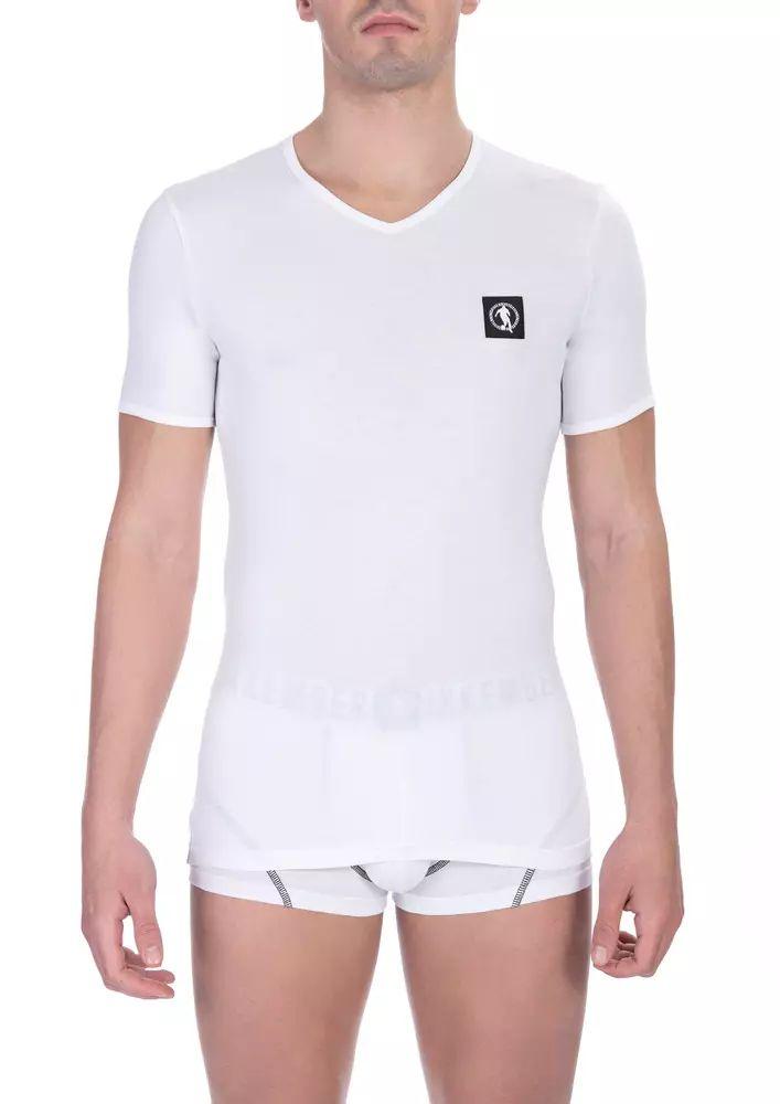 Bikkembergs Chic V-Neck Bi-Pack T-Shirts in White - PER.FASHION