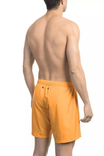 Bikkembergs Electric Orange Swim Shorts with Iconic Print - PER.FASHION