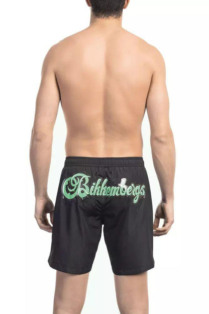 Bikkembergs Elegant Black Logo Swim Shorts - PER.FASHION