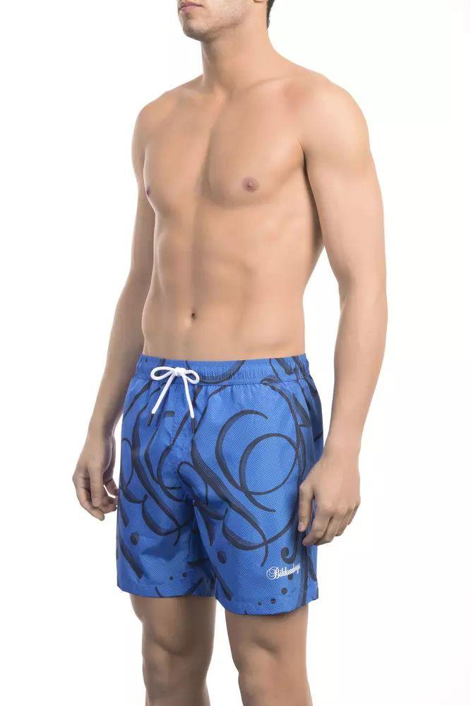 Bikkembergs Elegant Blue Printed Swim Shorts - PER.FASHION