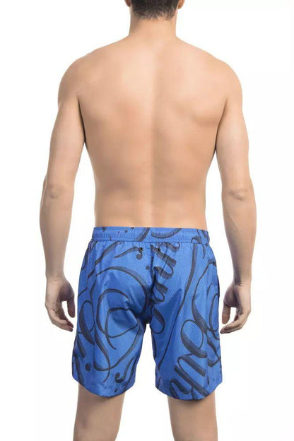 Bikkembergs Elegant Blue Printed Swim Shorts - PER.FASHION