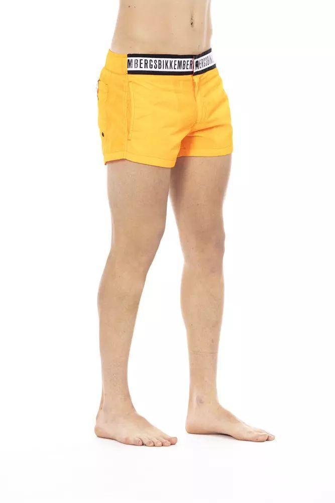Bikkembergs Elegant Orange Swim Shorts with Branded Band - PER.FASHION