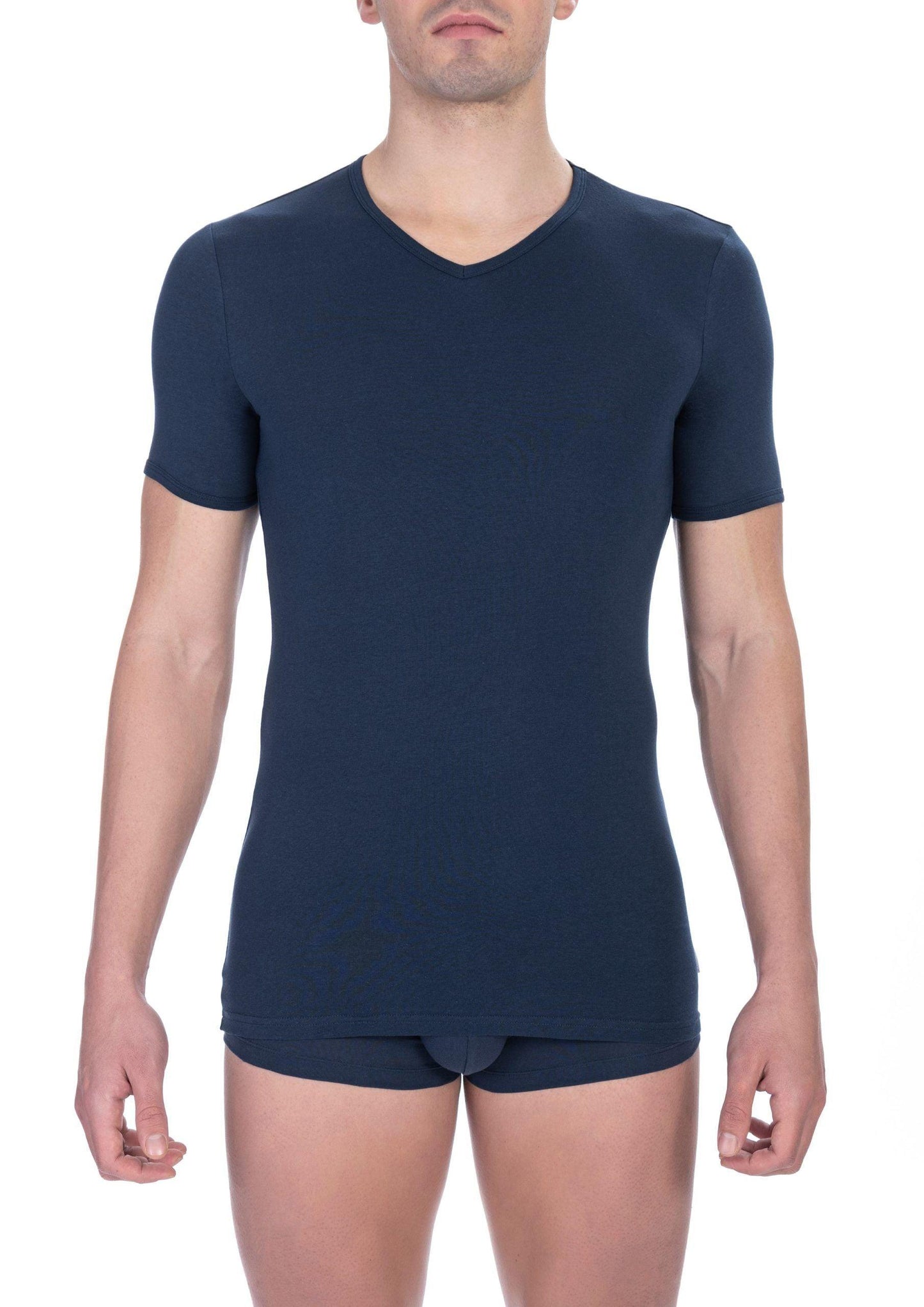 Bikkembergs Elegant V-Neck T-Shirt in Blue - PER.FASHION