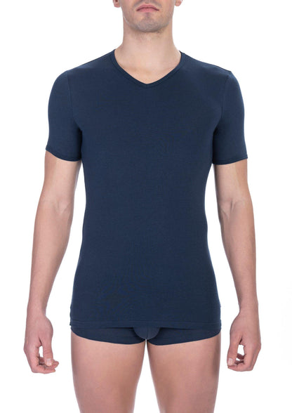 Bikkembergs Elegant V-Neck T-Shirt in Blue - PER.FASHION