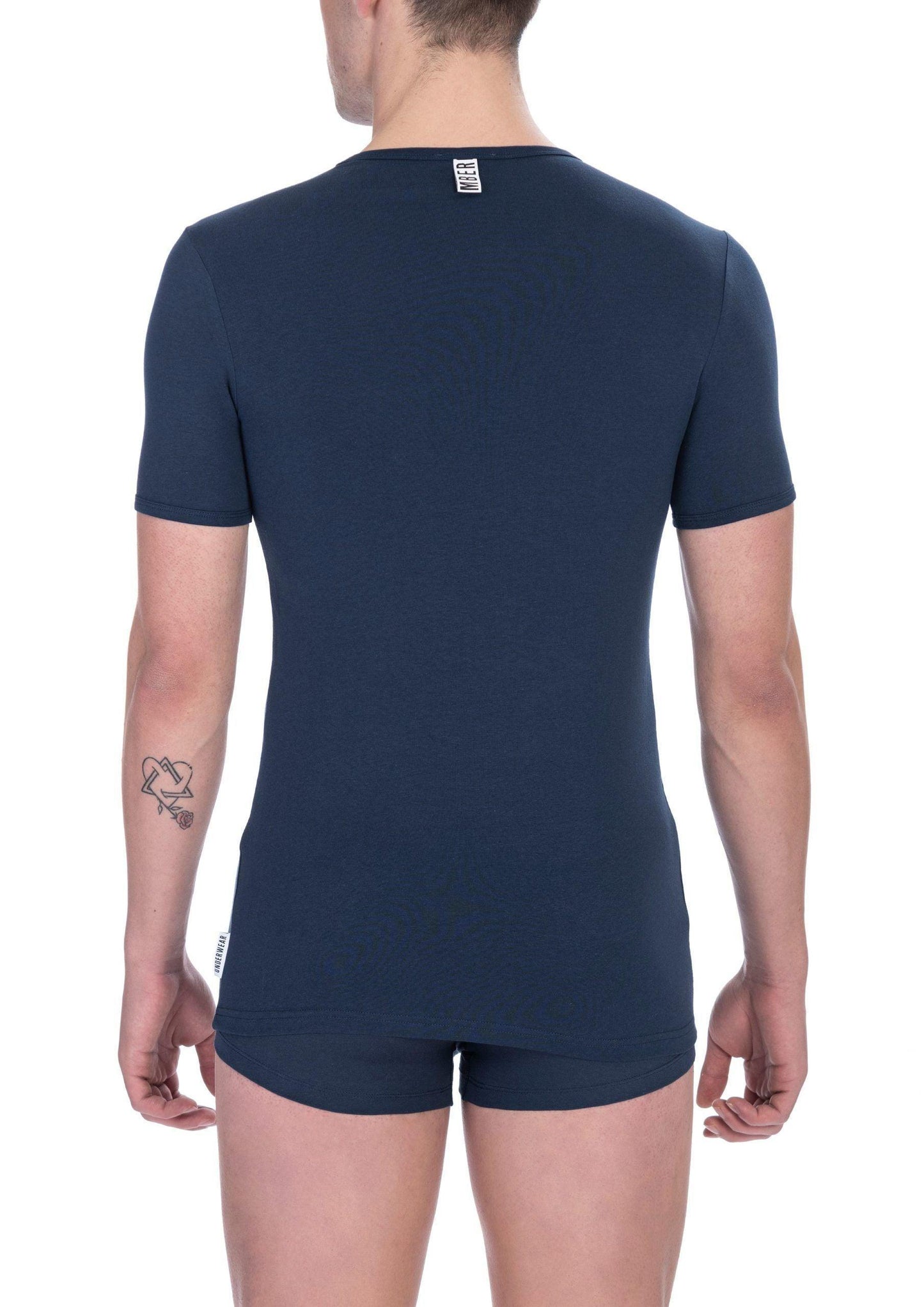 Bikkembergs Elegant V-Neck T-Shirt in Blue - PER.FASHION