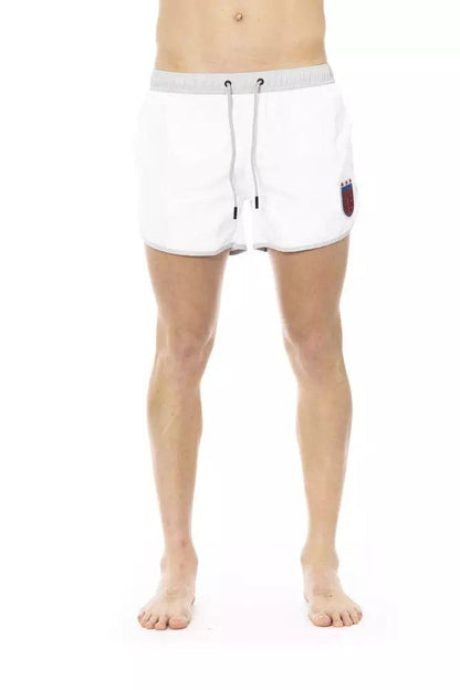 Bikkembergs Elegant White Swim Shorts with Unique Front Print - PER.FASHION