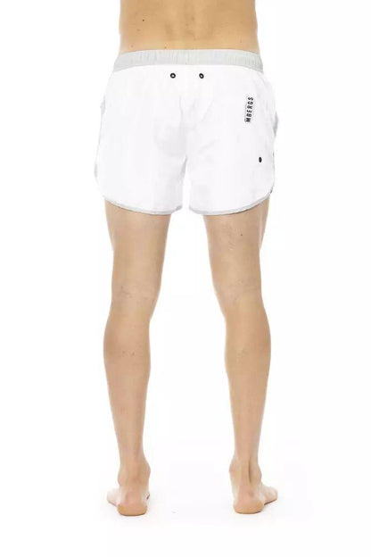 Bikkembergs Elegant White Swim Shorts with Unique Front Print - PER.FASHION