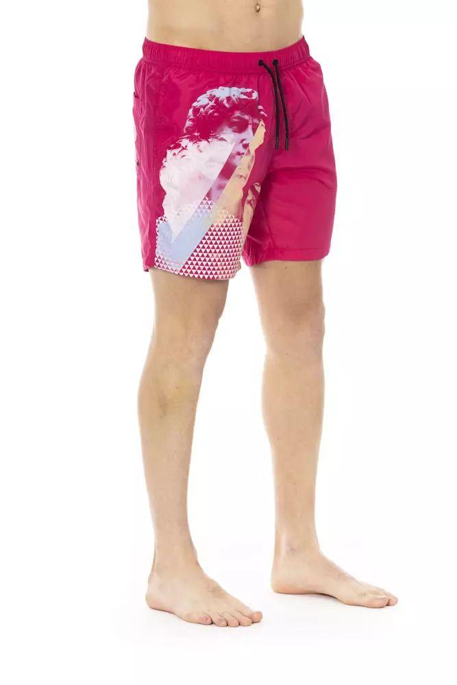 Bikkembergs Fuchsia Swim Shorts with Side Print Detail - PER.FASHION
