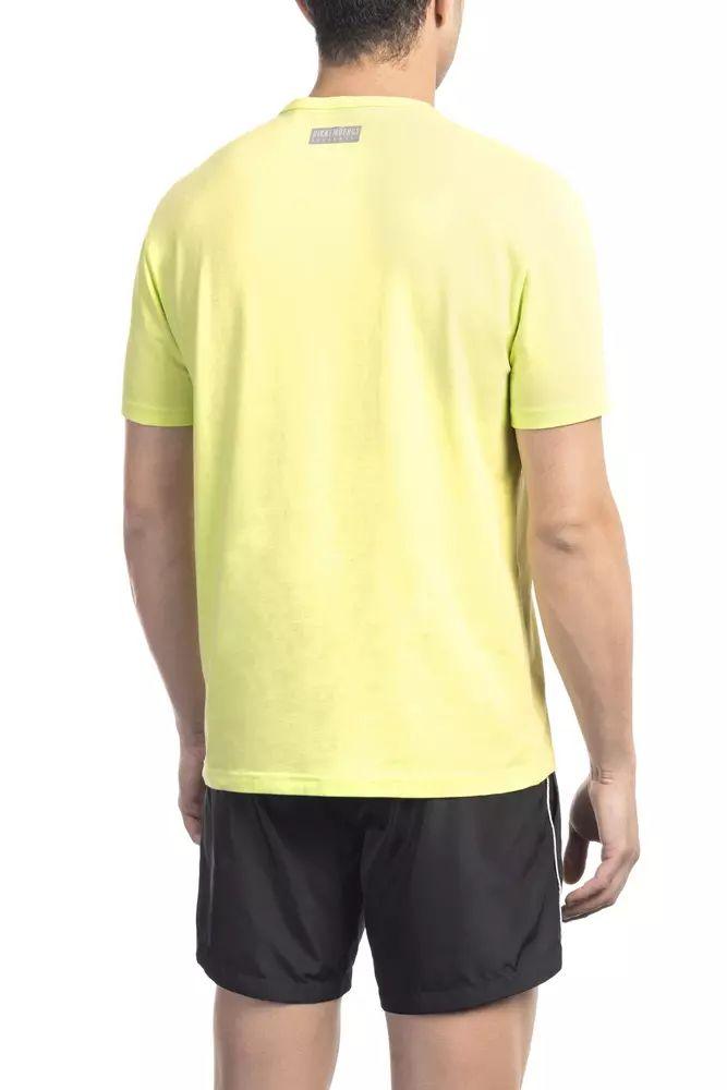 Bikkembergs Radiant Yellow Cotton Blend Printed T-Shirt - PER.FASHION