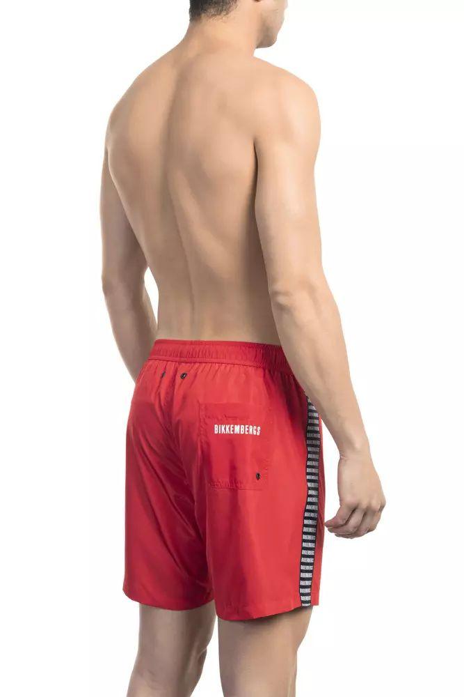 Bikkembergs Red Swim Shorts with Back Pocket Detail - PER.FASHION
