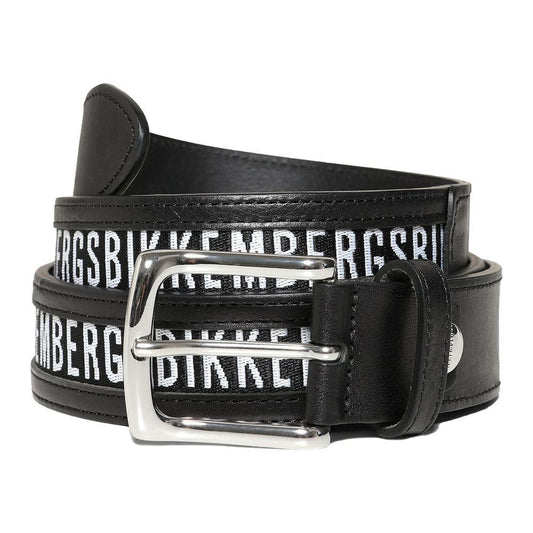 Bikkembergs Sleek Black Calfskin Leather Belt - PER.FASHION