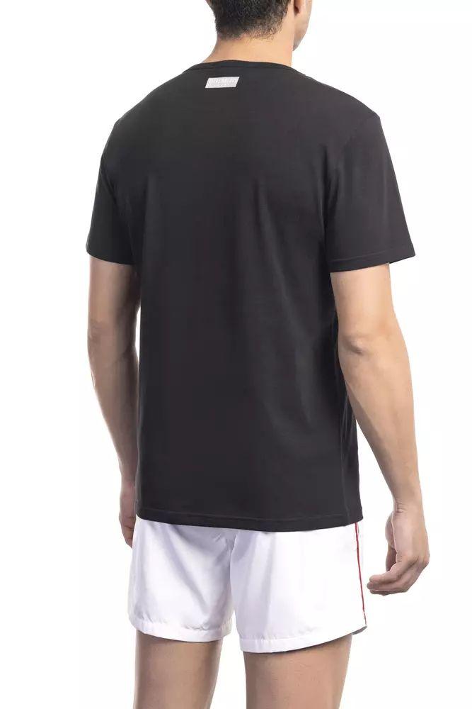 Bikkembergs Sleek Black Cotton Blend Printed T-Shirt - PER.FASHION