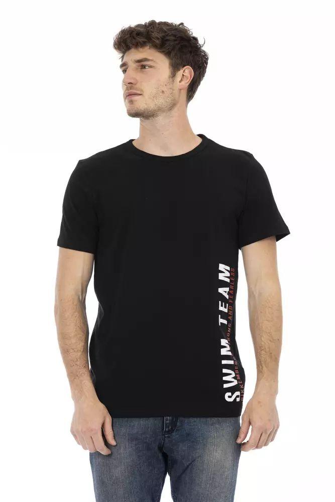 Bikkembergs Sleek Black Cotton Tee with Bold Front Print - PER.FASHION