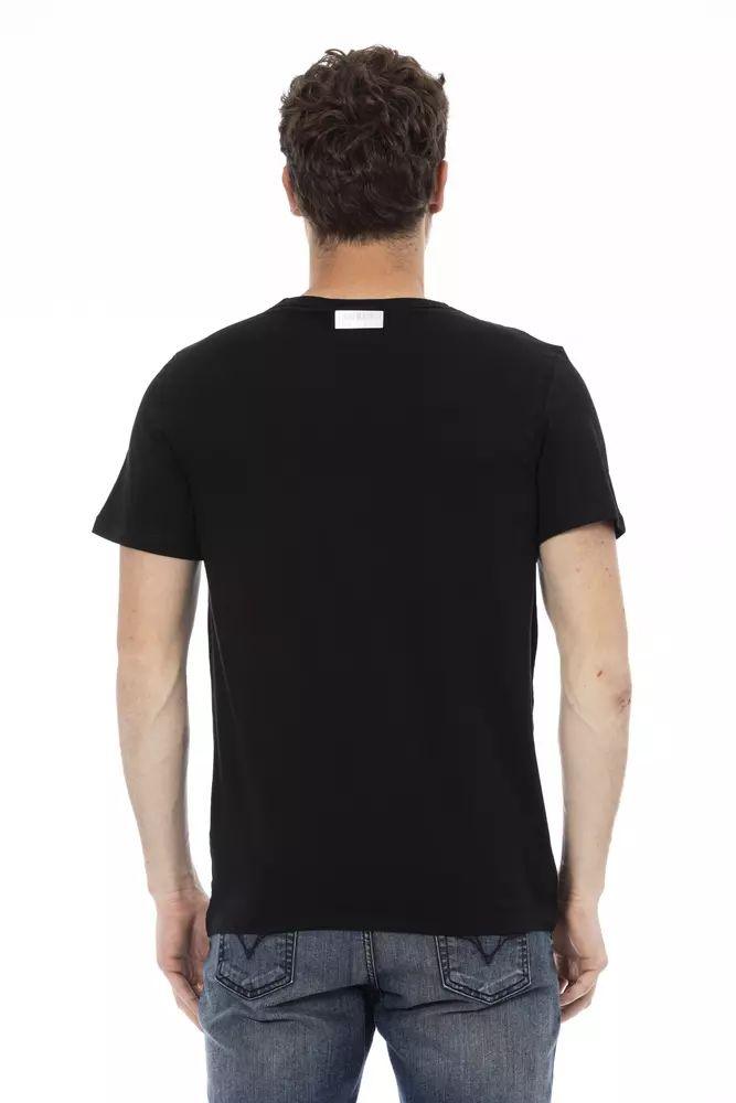 Bikkembergs Sleek Black Cotton Tee with Bold Front Print - PER.FASHION