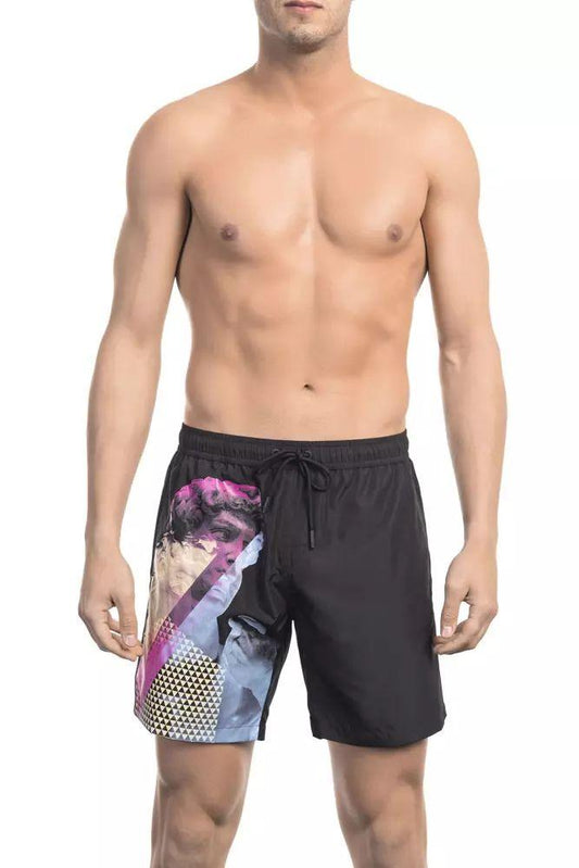 Bikkembergs Sleek Black Side Print Swim Shorts - PER.FASHION