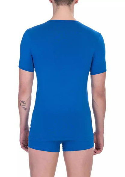 Bikkembergs Sleek Blue Crew Neck Cotton Tee - PER.FASHION