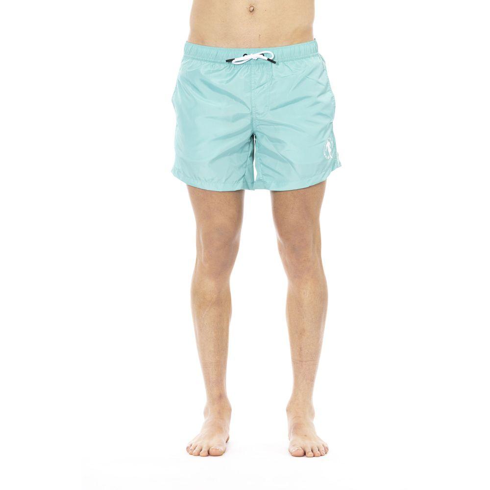 Bikkembergs Sleek Light Blue Swim Shorts with Front Print - PER.FASHION