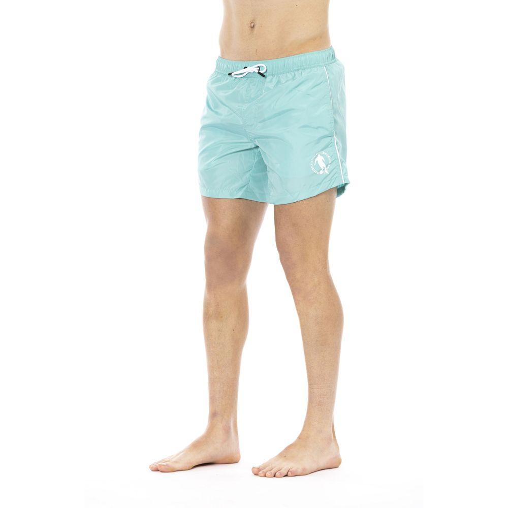 Bikkembergs Sleek Light Blue Swim Shorts with Front Print - PER.FASHION
