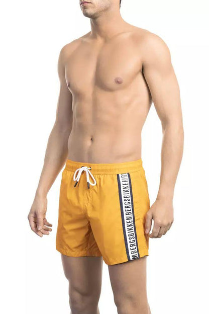Bikkembergs Sleek Orange Swim Shorts with Iconic Tape Detail - PER.FASHION