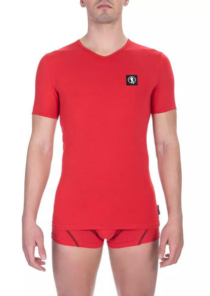 Bikkembergs Sleek V-Neck Bicolor Cotton Tee - PER.FASHION