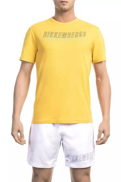 Bikkembergs Sunny Yellow Cotton Tee with Back Logo Detail - PER.FASHION