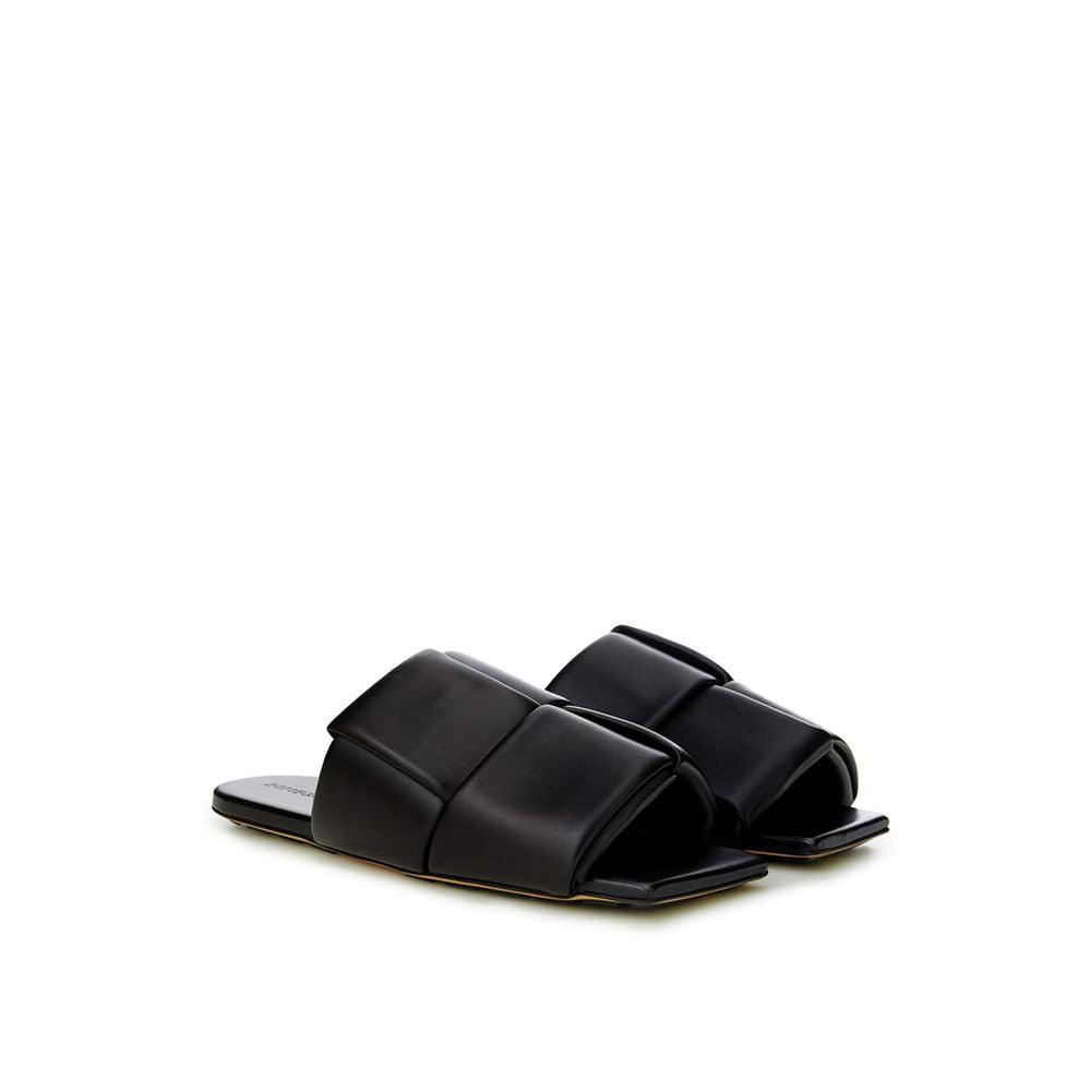 Bottega Veneta Elegant Black Leather Sandals - PER.FASHION
