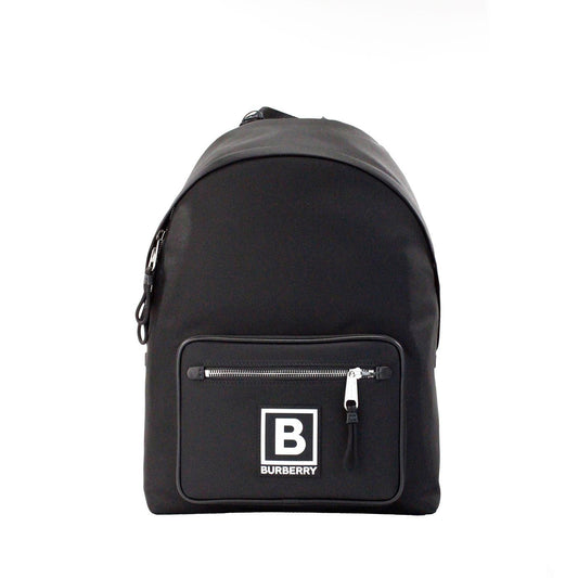 Burberry Abbeydale Branded Stamp Black Nylon Backpack Shoulder Bookbag - PER.FASHION