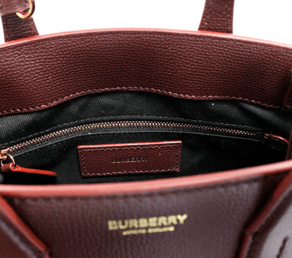 Burberry Banner Small Mahogany Red Leather Tote Crossbody Bag Purse - PER.FASHION