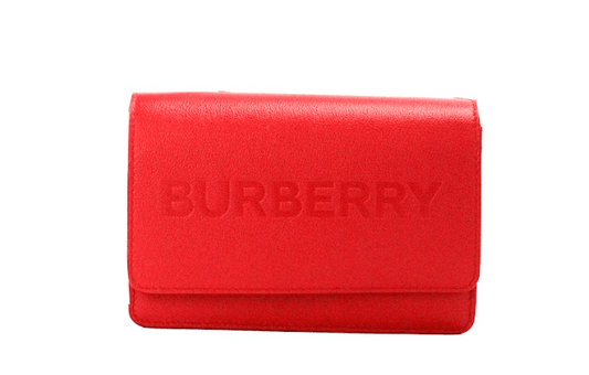 Burberry Hampshire Small Red Embossed Logo Smooth Leather Crossbody Bag - PER.FASHION