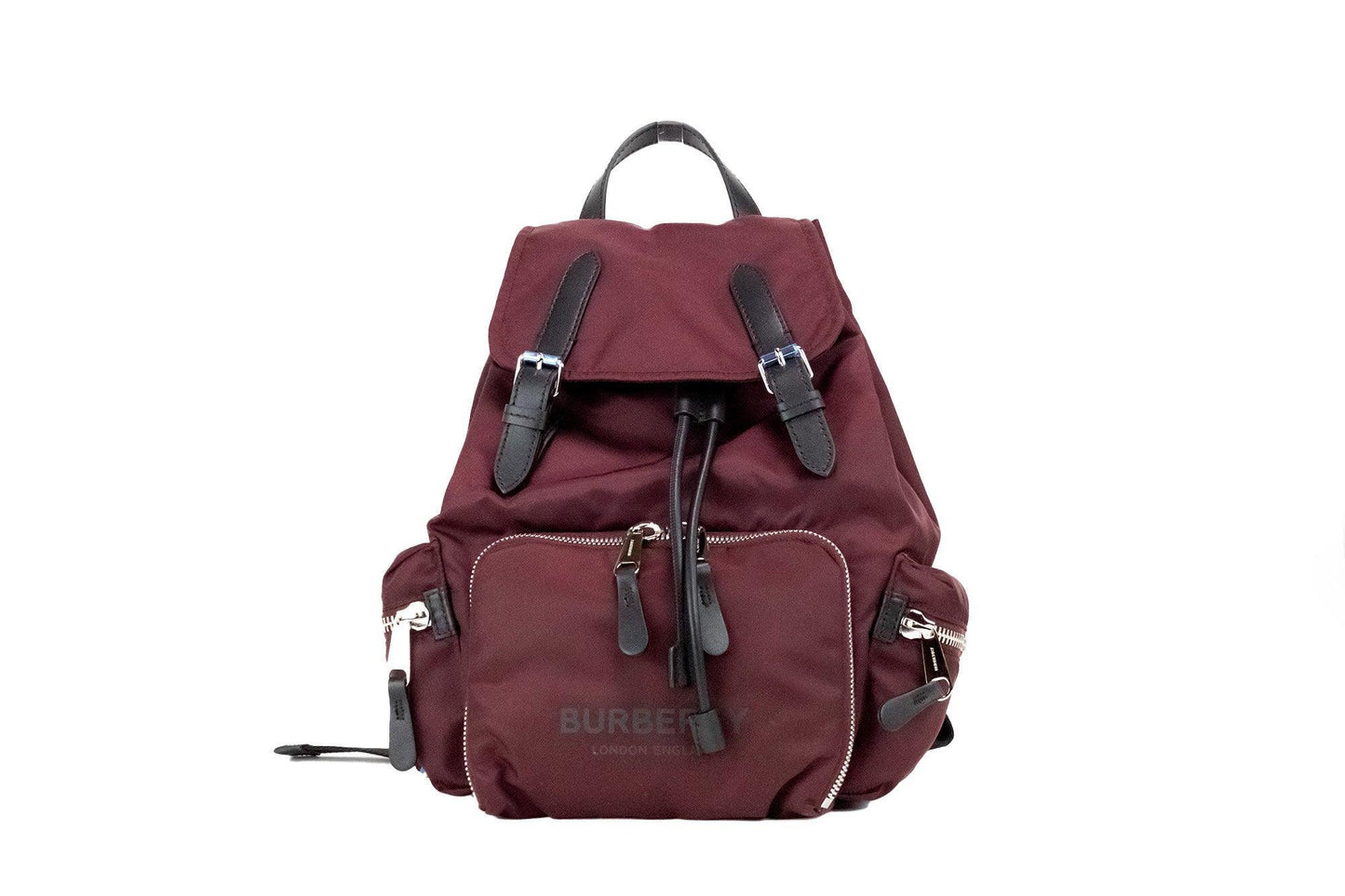 Burberry Medium Burgundy Econyl Nylon Rucksack Drawstring Backpack Bookbag - PER.FASHION