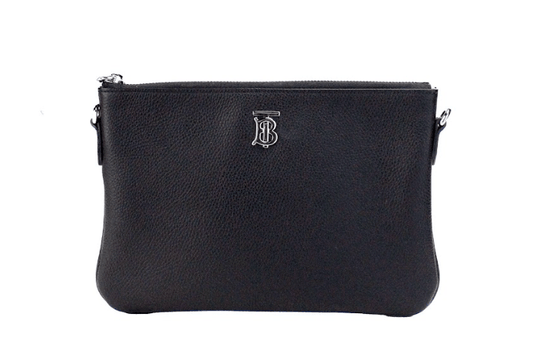 Burberry Peyton Monogram Black Leather Pouch Crossbody Bag Purse - PER.FASHION