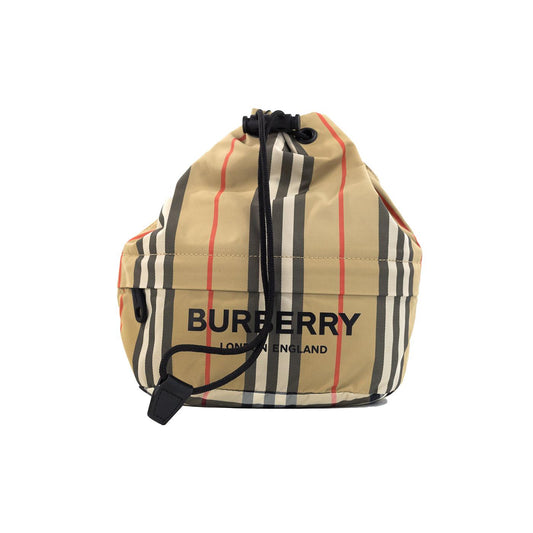 Burberry Phoebe Heritage Stripe Beige Eco Nylon Drawstring Bucket Bag - PER.FASHION