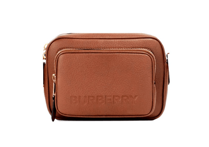 Burberry Small Branded Tan Brown Leather Camera Crossbody Bag - PER.FASHION