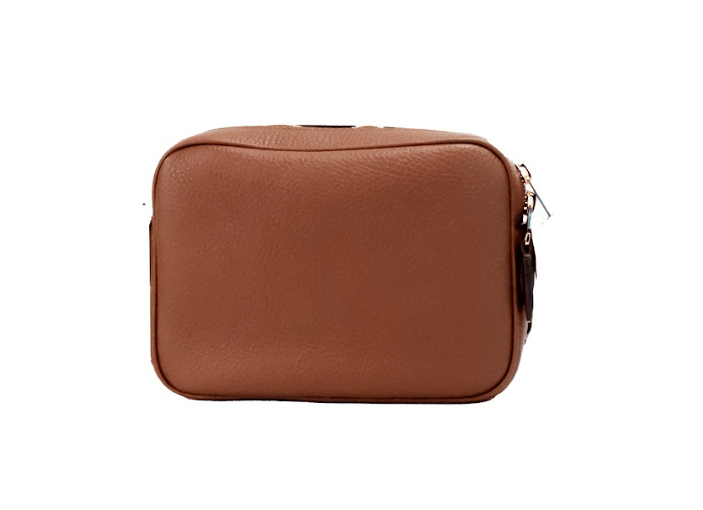 Burberry Small Branded Tan Brown Leather Camera Crossbody Bag - PER.FASHION