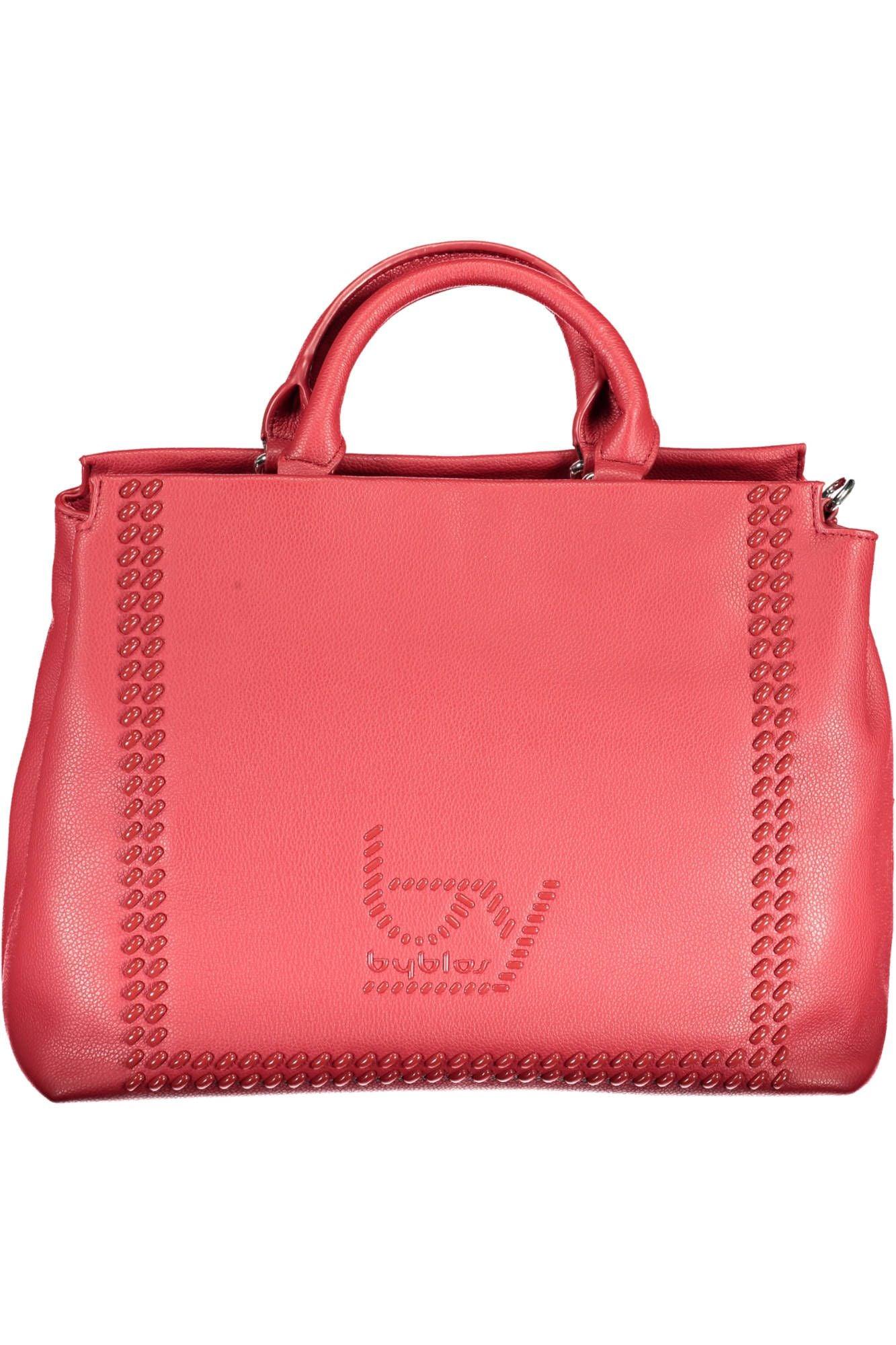 BYBLOS Elegant Red Two-Compartment Handbag with Logo Detail - PER.FASHION