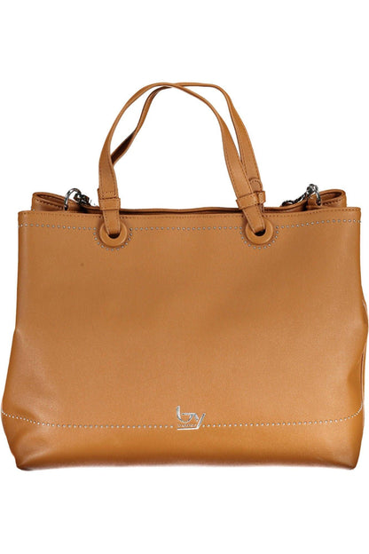 BYBLOS Elegant Two-Tone Brown Handbag with Logo Detail - PER.FASHION