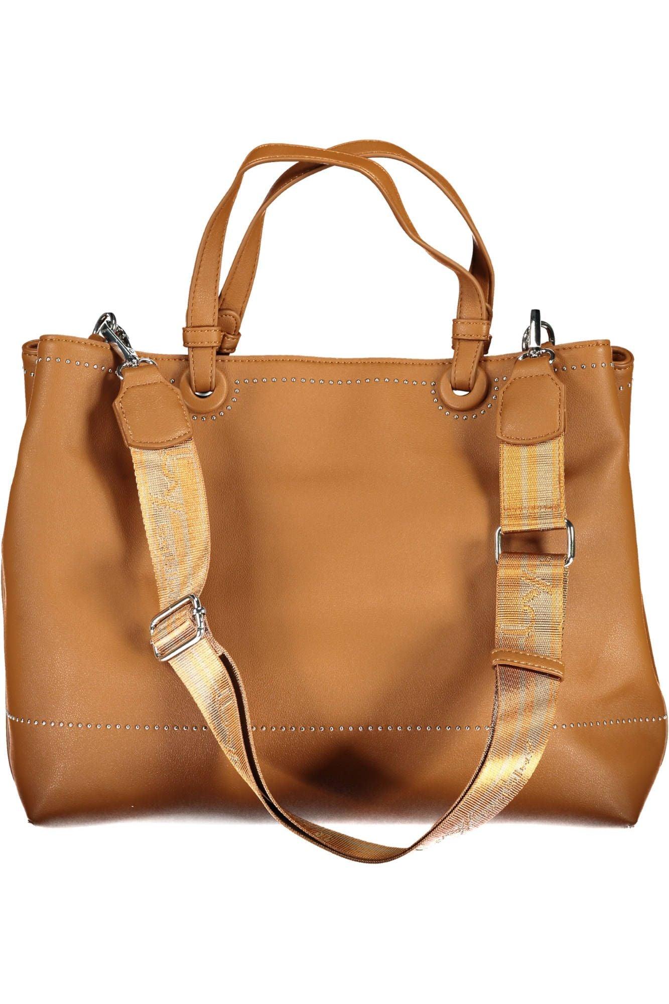 BYBLOS Elegant Two-Tone Brown Handbag with Logo Detail - PER.FASHION