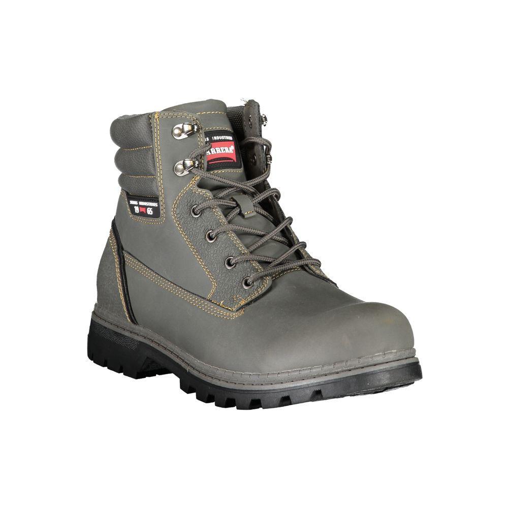 Carrera Chic Gray Lace-Up Boots with Contrast Details - PER.FASHION