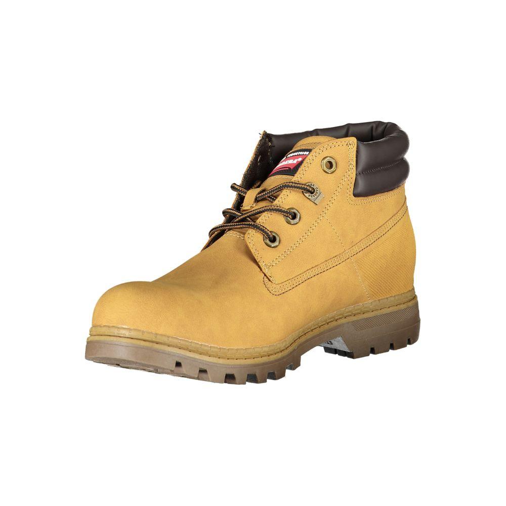 Carrera Chic Yellow Lace-Up Boots with Contrast Details - PER.FASHION