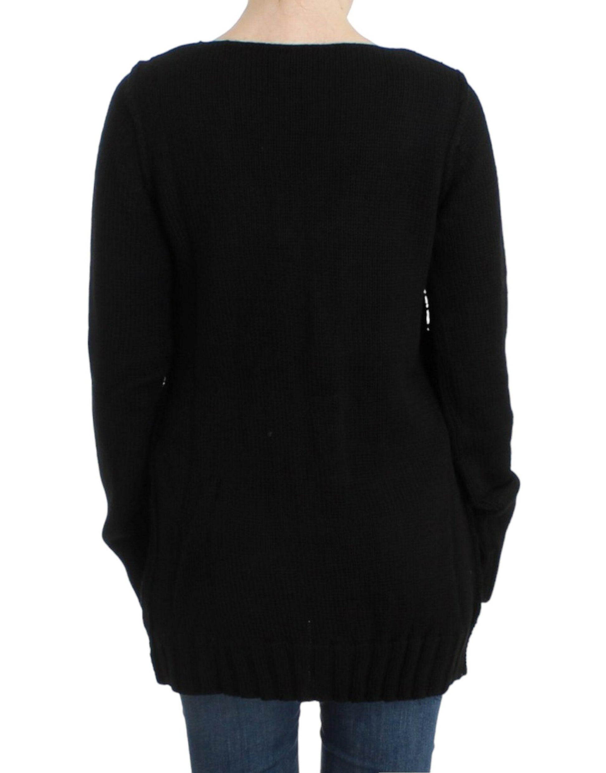 Cavalli Alluring Black Knitted Crew Neck Sweater - PER.FASHION