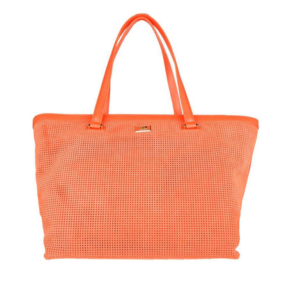 Cavalli Class Chic Dark Orange Leather Handbag - PER.FASHION