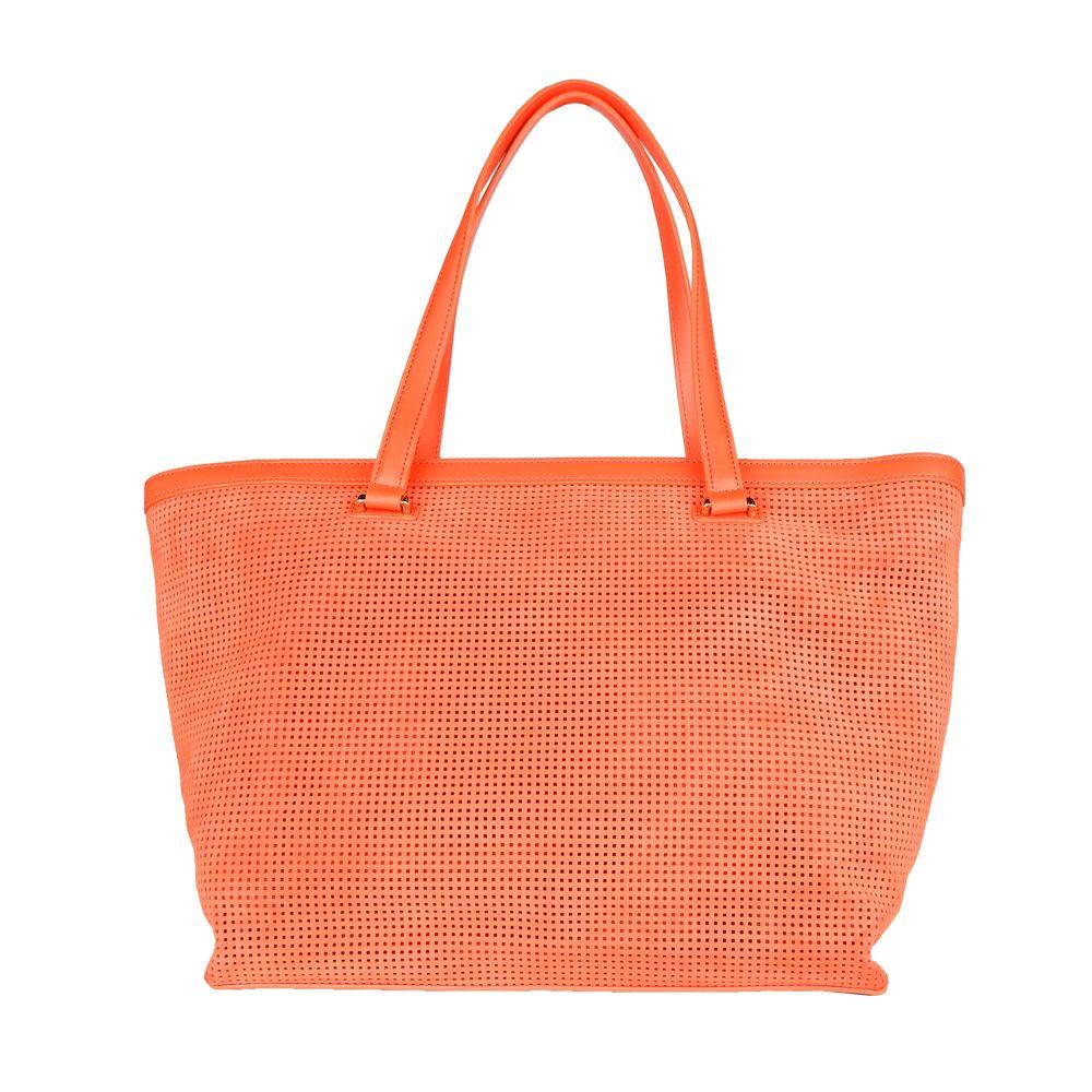 Cavalli Class Chic Dark Orange Leather Handbag - PER.FASHION